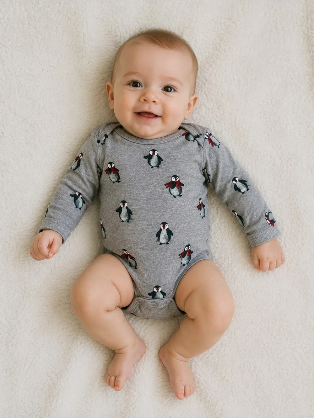Carter’s Baby 9M Gray Penguin Long Sleeve Bodysuit